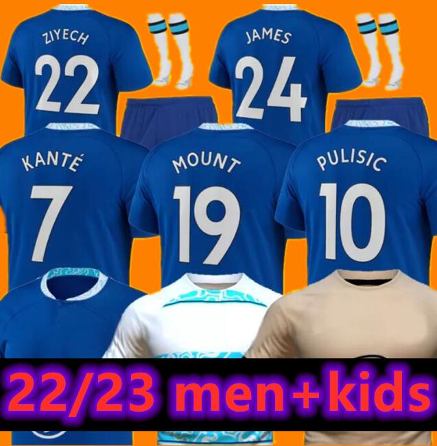 

Thailand 22 23 Soccer Jerseys MOUNT WERNER HAVERTZ JORGINHO CHILWELL ZIYECH 2022 2023 PULISIC JAMES Football Shirt KANTE Men Kids set Kits uniform, 2023 home men