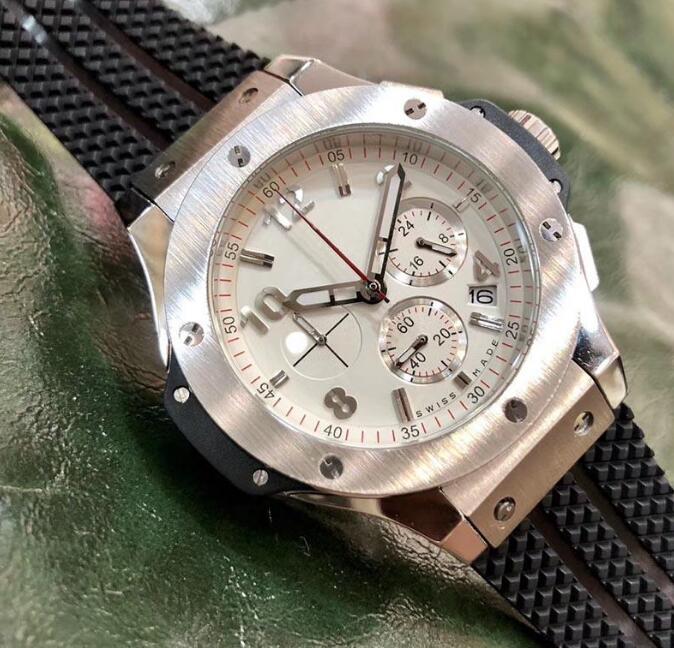 2021-New Soft Rubber Strap Sport Men's Watches High Quality Ceramic Bezel Japanese VK Quartz Chronograph Watch Luxury Top Bang Montre de lux