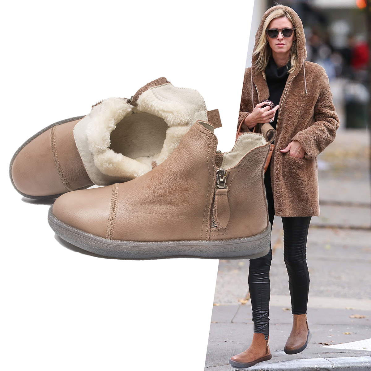 

Genuine Leather Women Ankle Boots Winter Warm Plush Velvet Wool Zip Soft Leather Comfortable Platform Booties Shoes Women, Beige yellow plush