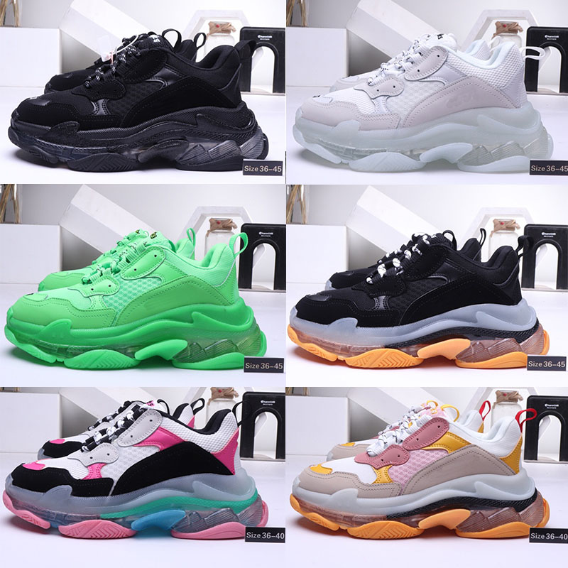 

17FW triple-s Casual Shoes Paris Old Dad Trainers white black Green Men Women Sneakers Eur 36-45, Box