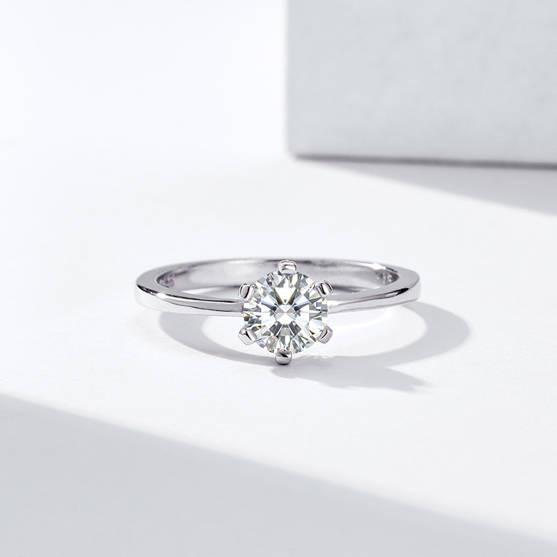 S925 Sterling Silver Ring Women's Six Claw Diamond Diamond Zircon Diamonds Anneaux Proposition Single Ring Saint Valentin Gift Romantic Gift