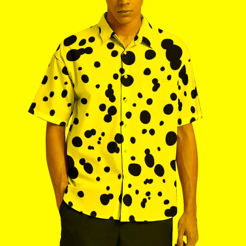 

Men's Casual Shirts Dalmatian Spots Print Shirt Beach Animal Dots Blouses Short Sleeve Novelty OversizedMen's, Style