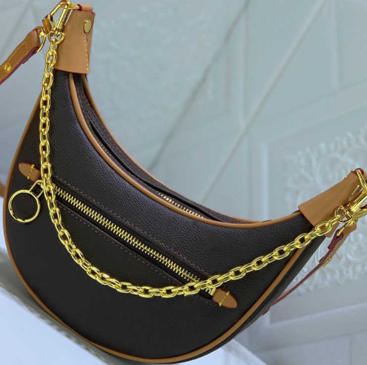 

LOOP Half-moon Hobo bags M81098 Cross Body Tote Vintage Letter Flower Monograms Canvas Purse Wallet Loops handbag Double Chain 2022, Pink