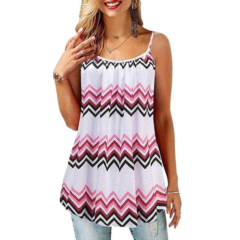 women's Tanks & Camis Summer Beachwear Loose Camisole Women Floral Printed Asymmetrical Hem Vest Tops Casual Ladies Tank 5XL Plus Size WDC23-image-790087669