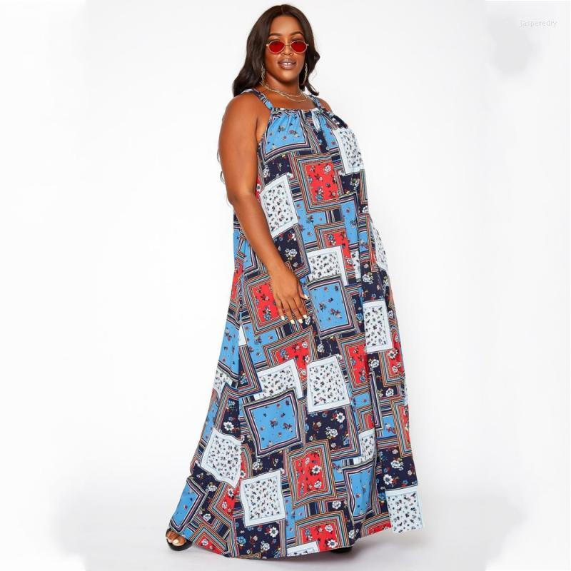 

Plus Size Dresses 4XL 5XL Dress Women Summer Sleeveless Geometric Print Ruffles Casual Black Loose Oversized Maxi Long Jasp22, Multi