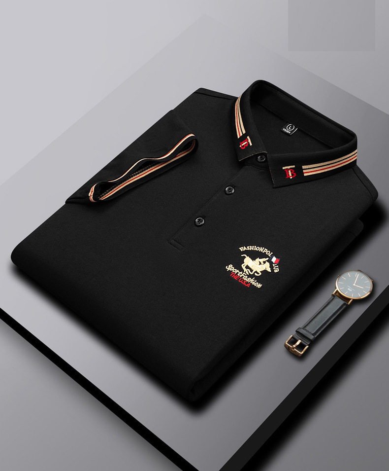 embroidery fashion man polo shirt summer fashionable printed short sleeve shirt with button men casual streetwear trendy top T-Shirt plus size L