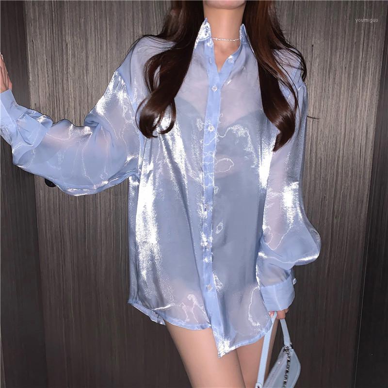 

Women's Blouses & Shirts GRUIICEEN Fashion Female Long Sleeve Single Breasted Loose Style Blouse Top Women Korean, Black