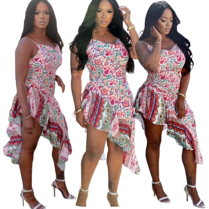 

Plus Size Dresses Woman Arrivals 2022 Fashion Floral Sexy For Women Ladies Summer Sun DressPlus
