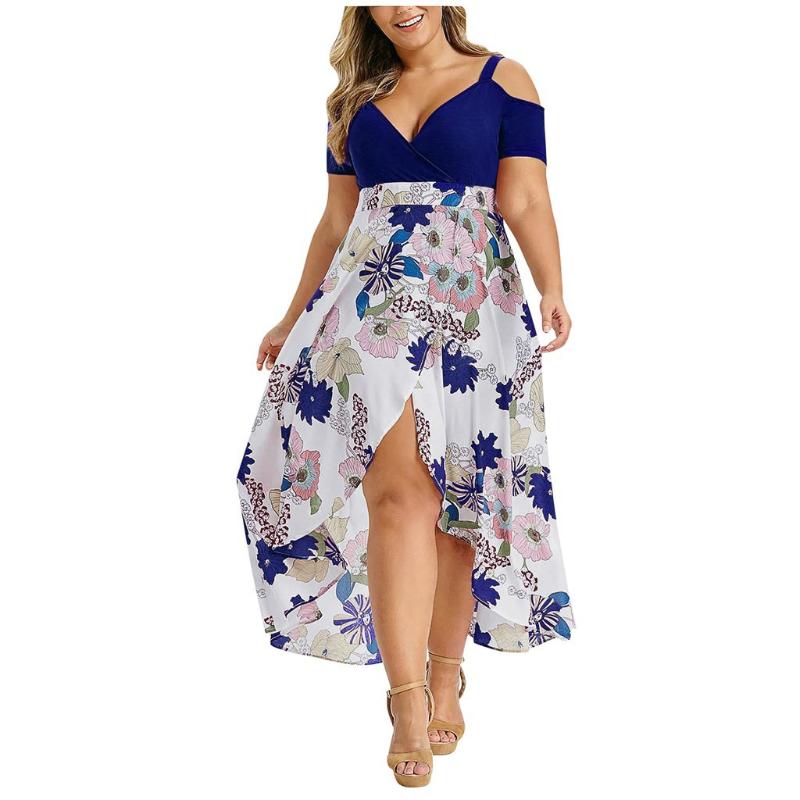 Plus Size Dresses Dress 5xl Ladies Casual Bohemia V-Linked British Printed Red Strapless High Waist Irregular Elegant Dating Dinner