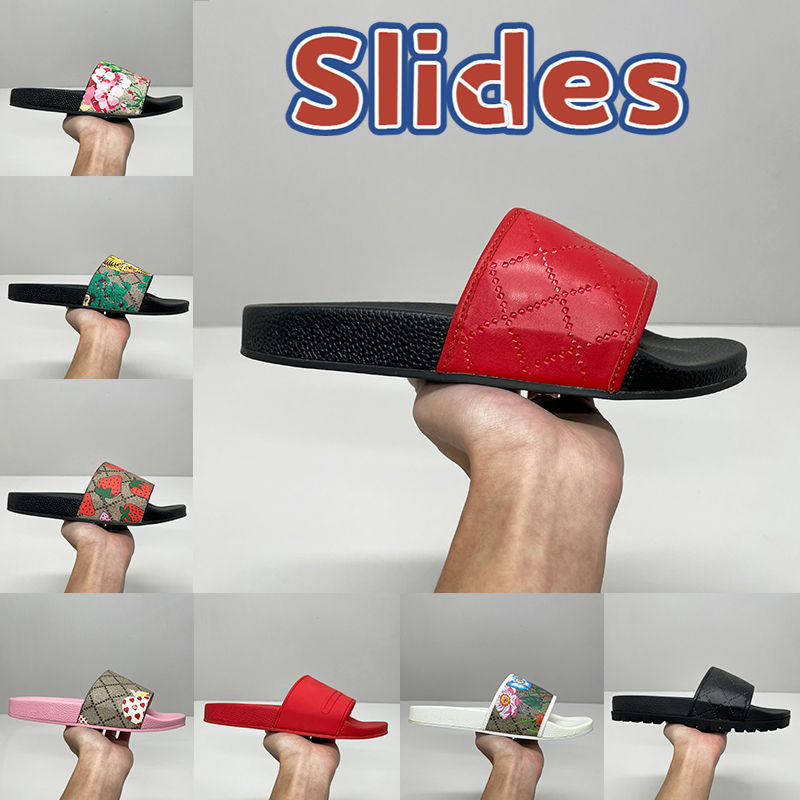 

With Box Designer slippers Slides luxury Shoes mens womens classics Summer Sandals Beach Slide Flat platform sandal Flowers printing leather Fashion men Sneakers, Double box