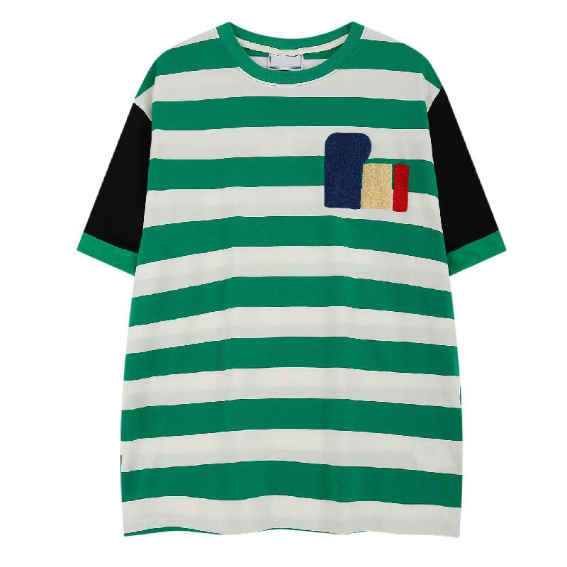 

Designer Womens T Shirt Short Sleeve Letter Stripe Business Men Women Tops High Quality Embroidery Cotton Woman Round neck Couples Short Sleeves Tees Large SIZE -XXL, Green
