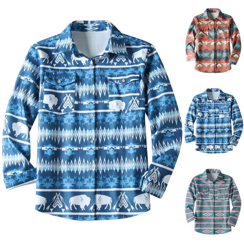 

Men's Jackets Spring Button Printing Lapel Coat Jacket Top Blouse Shirt Print Chaqueta De Camisa, Or