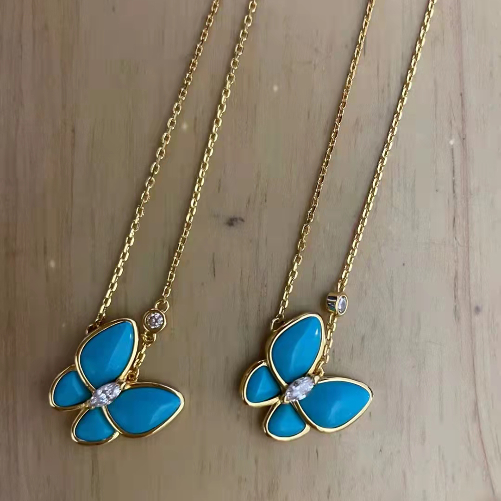 

2022 New Brand Pure 925 Sterling Silver Jewelry For Women Blue Turquoise Butterfly Wedding Jewelry Set Earrings Necklace Bracelet Rings