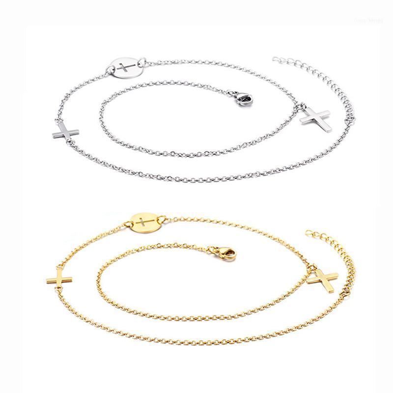 

Women's Temperament Cross Necklace Trendy Stainless Steel Gold/Silver Color Jewelry For Women Friendship Gift Chains