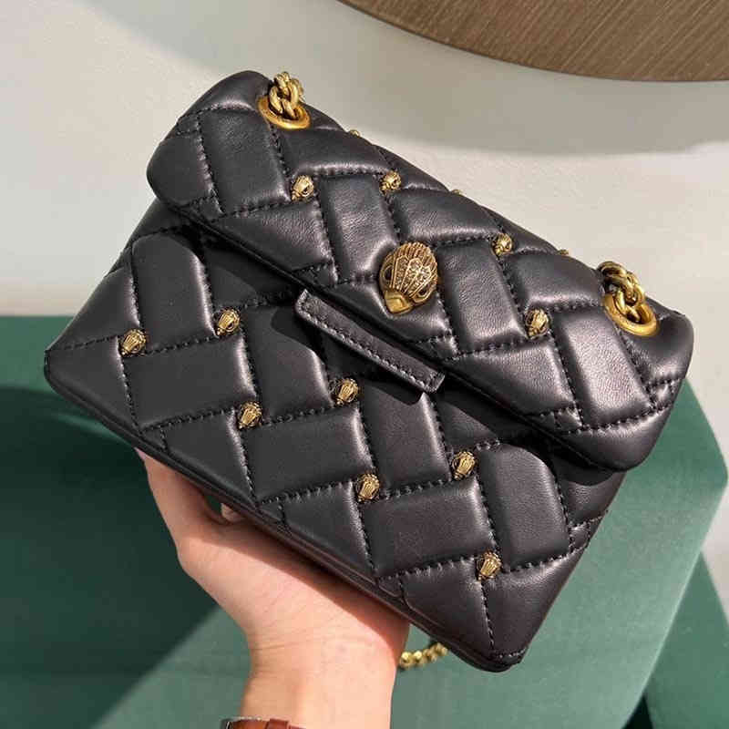 

Kurt Eagle Head Women's Bag Sheepskin Embroidered Texture Diamond Design Women's Chain Bag 220622, Black