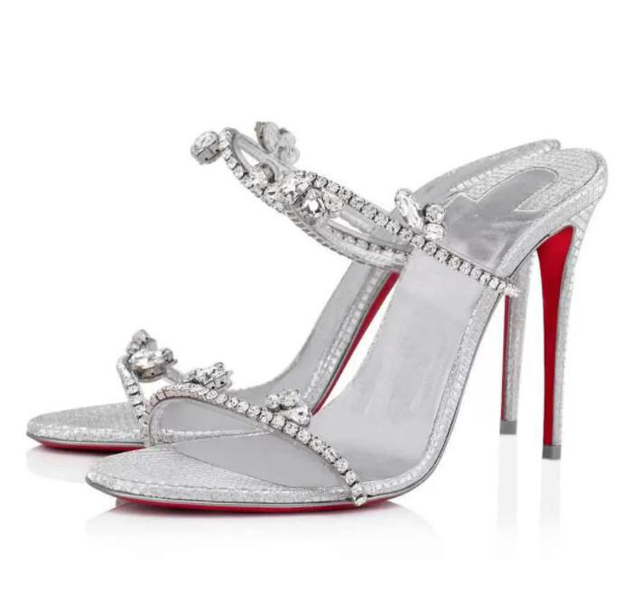 

Elegant Summer Women Sandals Shoes Fashion Brands Queen Bridals Wedding High Heels Lady Pumps diamond Crystal Strappy Gladiator Sandalias With Box EU 35-43