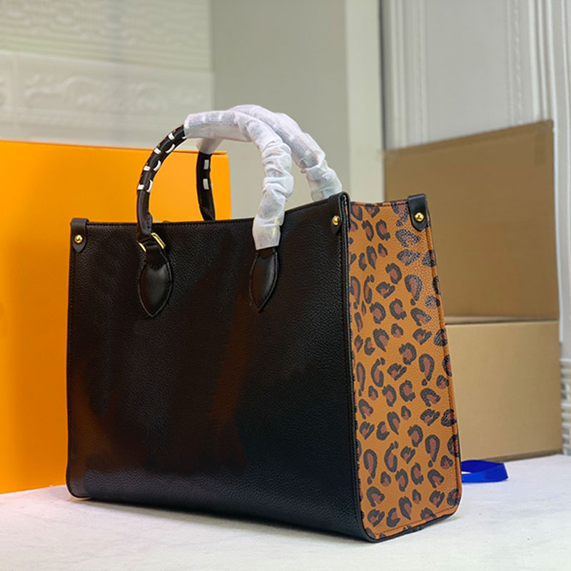 

Classic Leopard Print Tote Bag Women Handbag Shopping Shoulder Large Capacity Beach Bags Crossbody Bag Embossed Letter Two-tone Weave Handle Long Strap Three Sizes, #5;25*19*11cm