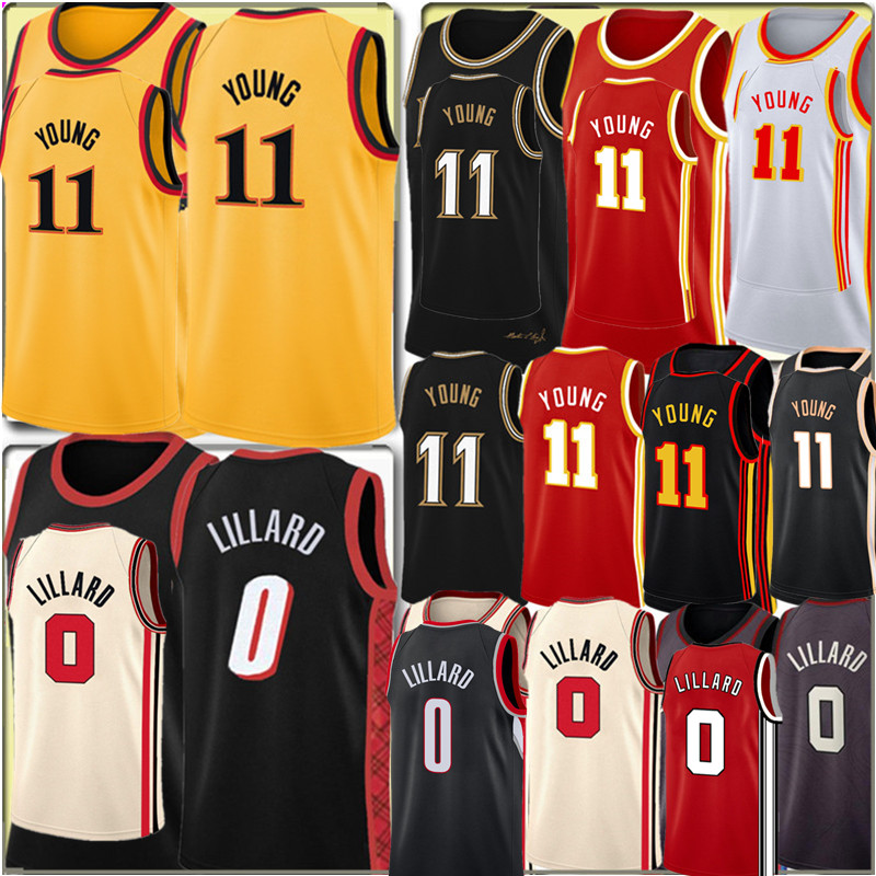 

Trae 11 Young Jersey Damian 0 Lillard Basketball Jerseys 2021 2022 men Yellow Black Red White Grey Spud 4 Webb S-XXL