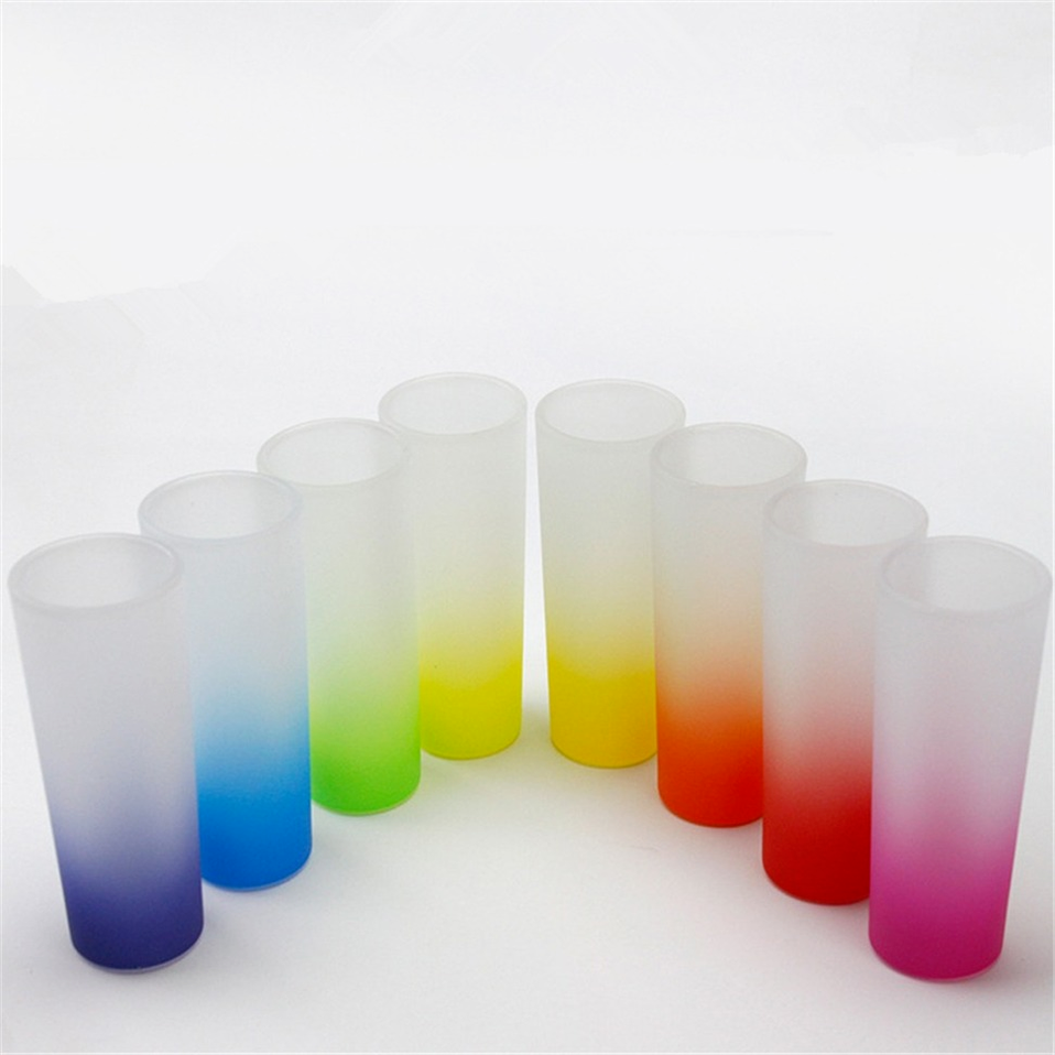 

90ml 3oz Sublimation Frosted Conic Glass Wine Shot Whisky Mug Mini Cup Bar Tumbler DIY Design Egg Grid Packing sxjun1, Sublimation ombre