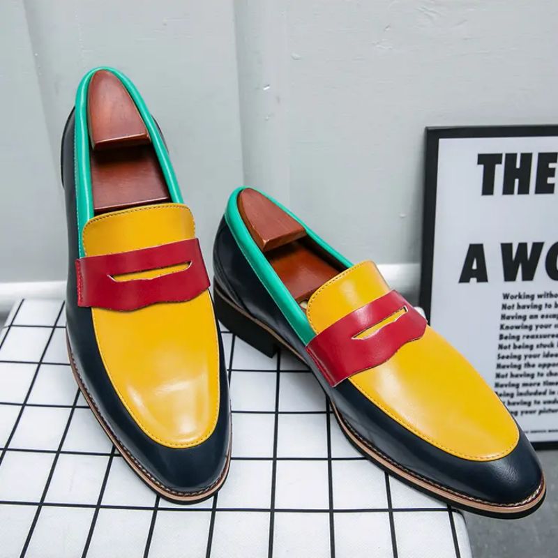 

2022 New Loafers Men Shoes genuine PU Color Matching Classic Wild Fashion Retro Business Casual Party Outdoor Mask Slip-on Dress Shoes, Clear