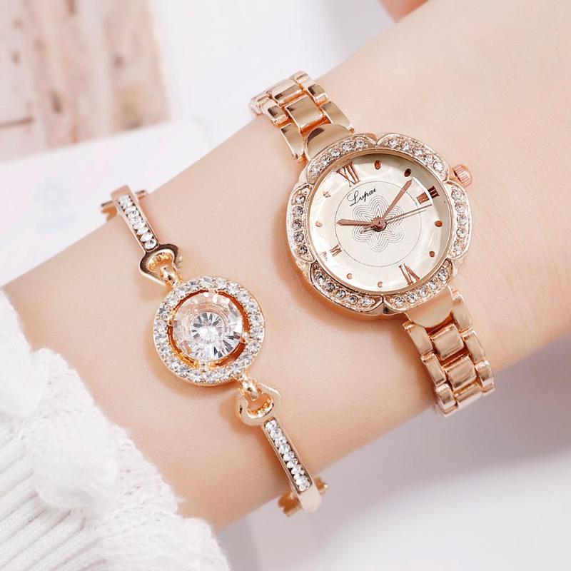 

Wristwatches Lvpai Brand Women Bracelet Quartz Watches Luxury Rose Gold Gemstone Jewelry Clock Fashion Ladies Creative Watch, Silver white