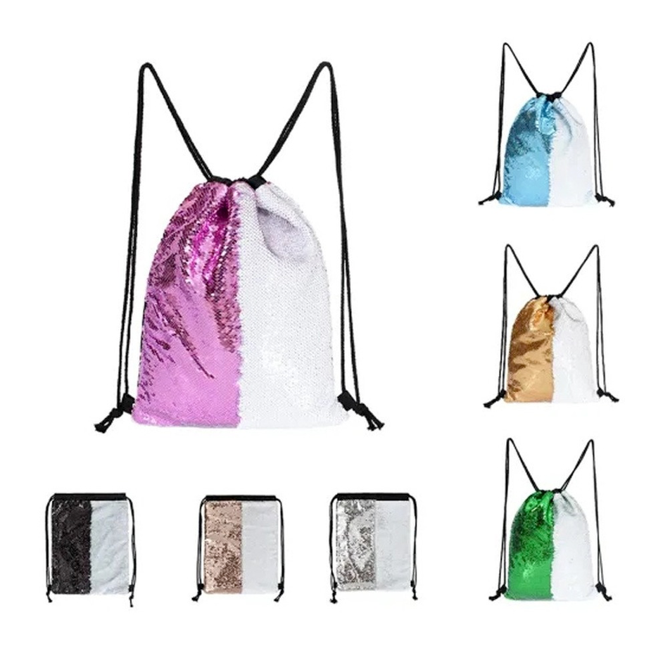 

Sublimation Sequin Drawstring Backpack Bag Polyester Travel Storage Bags Portable Shopping Bag For Outdoor Supplies sxmy26