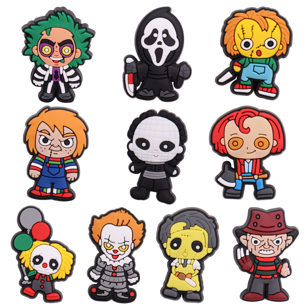 

Wholesale 100Pcs Monsters Ghosts PVC Shoe Designer Decorations Buckle for Kids Bracelet Croc Charms Jibbitz Button Clog
