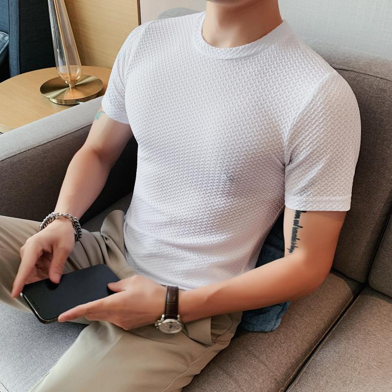 

Men's T-Shirts Summer Fashion Ice Silk Thin Short Sleeve For Men Clothing 2022 Simple Slim Fit Casual Tee Shirt HommeMen's, White