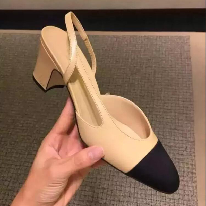 

Classic Designer Womens Calfskin Catwalk Pumps High Heels Sneakers Shoe Wedding Genuine Leather Open on Formal Chunky Kitten Heel Slingbacks Dress Shoes Sandals, Black
