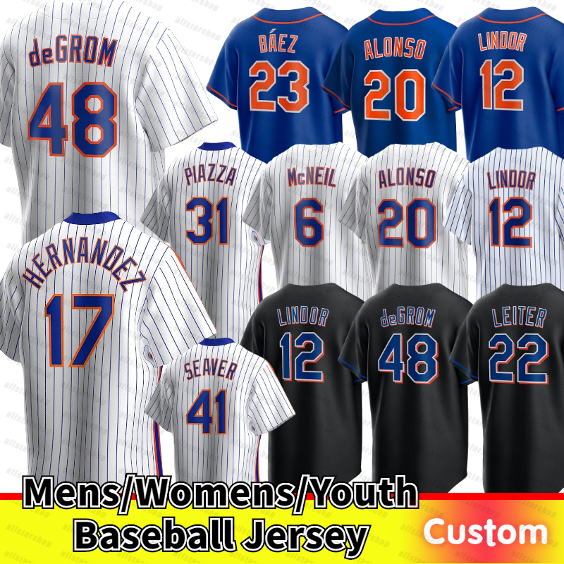 

Mens Women Youth 12 Francisco Lindor Baseball Jersey 20 Pete Alonso Custom 48 Jacob deGrom 18 Darryl Strawberry 31 Mike Piazza Custom Jersey, Jersey(daduhui)