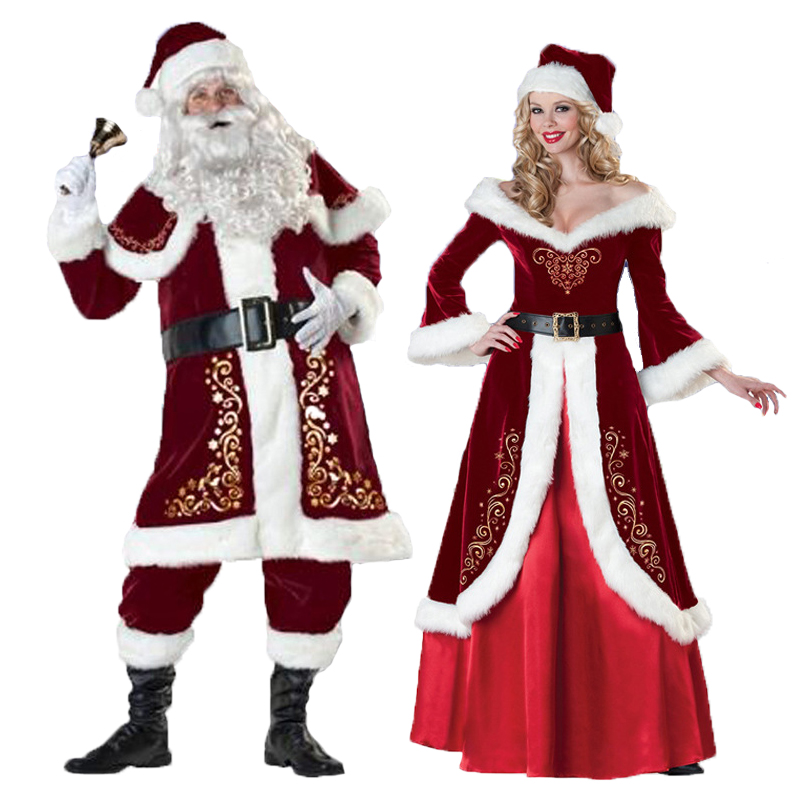 

Mascot doll costume Full Set Christmas Santa Claus Mascot Costume Suits For Adults Red Clothes Men Party Game Dress Women Luxury Suits, Default color