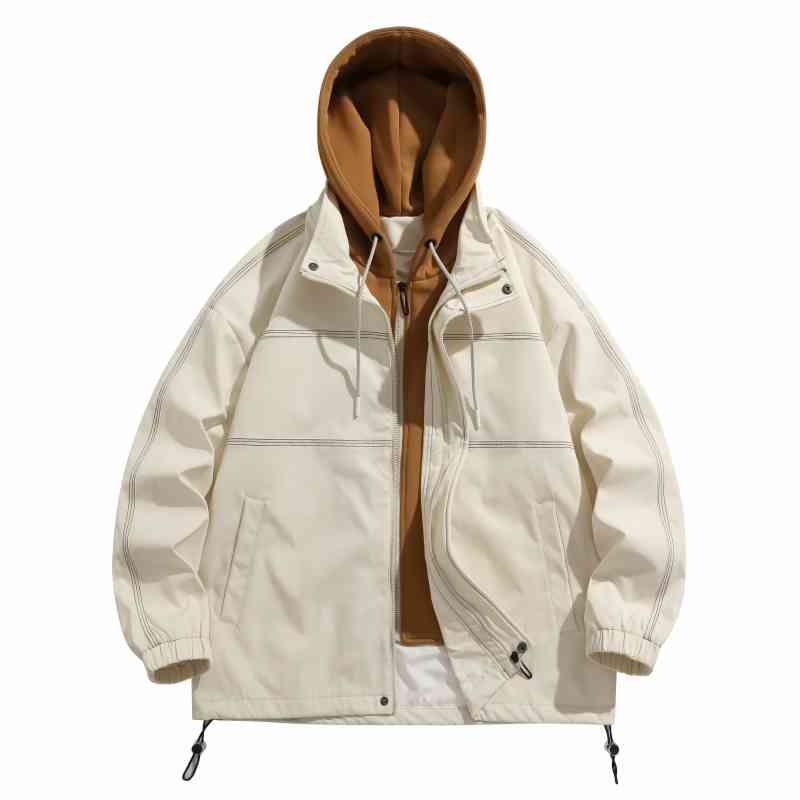 

Hawaifish Jacket Men 2022 Hooded Fake Two-piece Student Young Men's Windbreakers Hoorde Hip Hop High Quality Brand Clothing, Blue