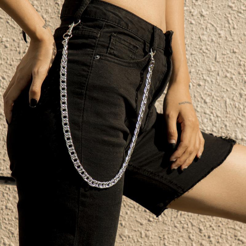 

Keychains Punk Hip-hop Fashion Trendy Cool Metal Key Chain Simple Single Layer Tassel Pants Jewelry Accessories