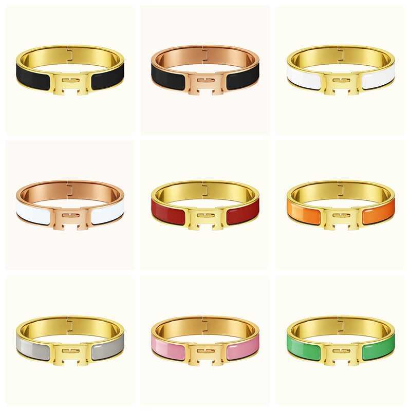 

Luxury Brand 18K Gold Stainless Steel H Bangle Bracelet Jewelry for Women Gift
