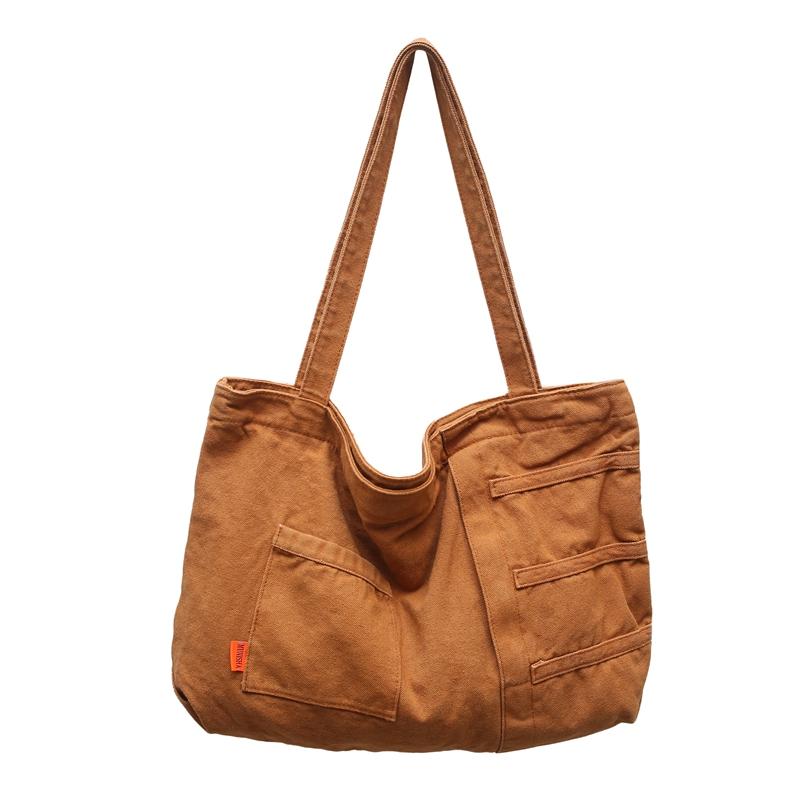 

Evening Bags Cotton Fabric Totes Solid Black Canvas Shoulder For Women Large Capacity Cloth Leisure Or Travel Classic PackagesEvening, Beige