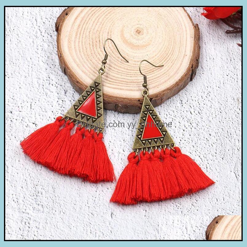 

Dangle Chandelier Earrings Jewelry Bohemian 10 Colors Tassel Boho Ethnic Long Fringed Earring For Women Drop Ear Rings Charm Wholesale Del