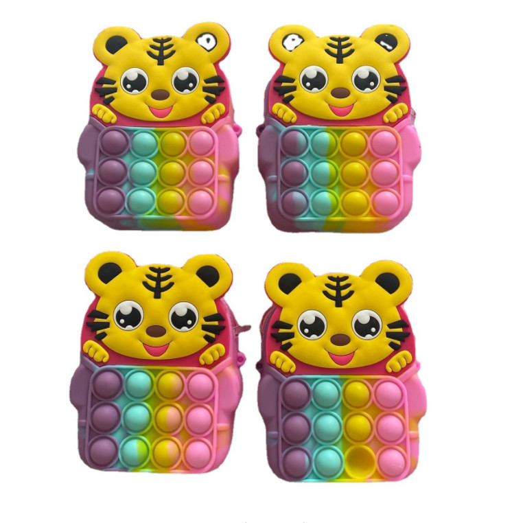 

Sensory Pop Fidget Tiger Shoulder Bags Toy for Kids and Adults Bubble Push Cross Body Coin Purse Zipper Bags Simple Dimple Novelty Intelligence Handbags DHL Free