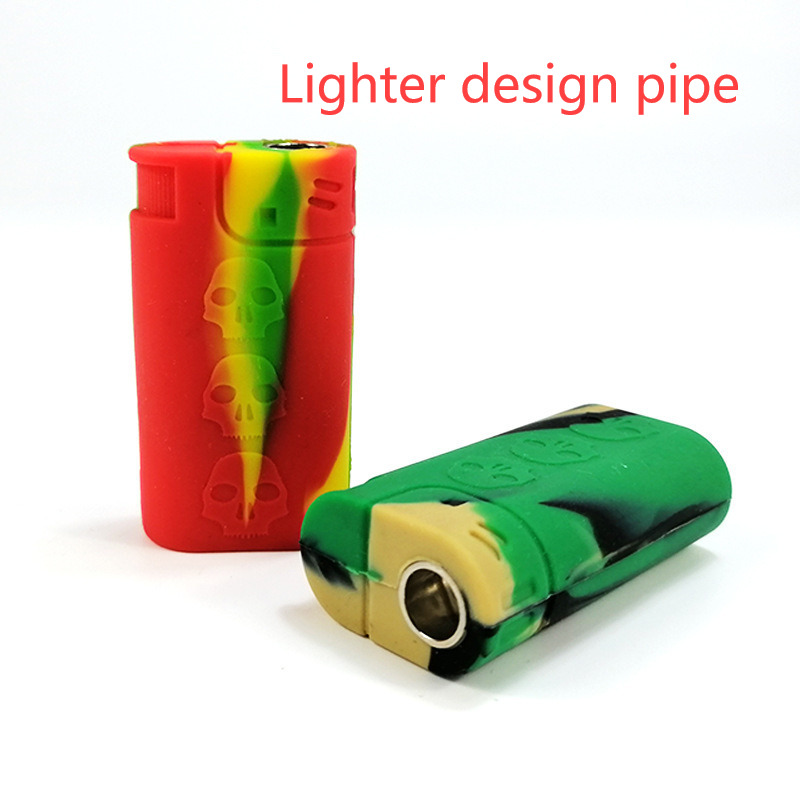 

Style camouflage silicone pipe smoking accessories lighter shaped metal pipes