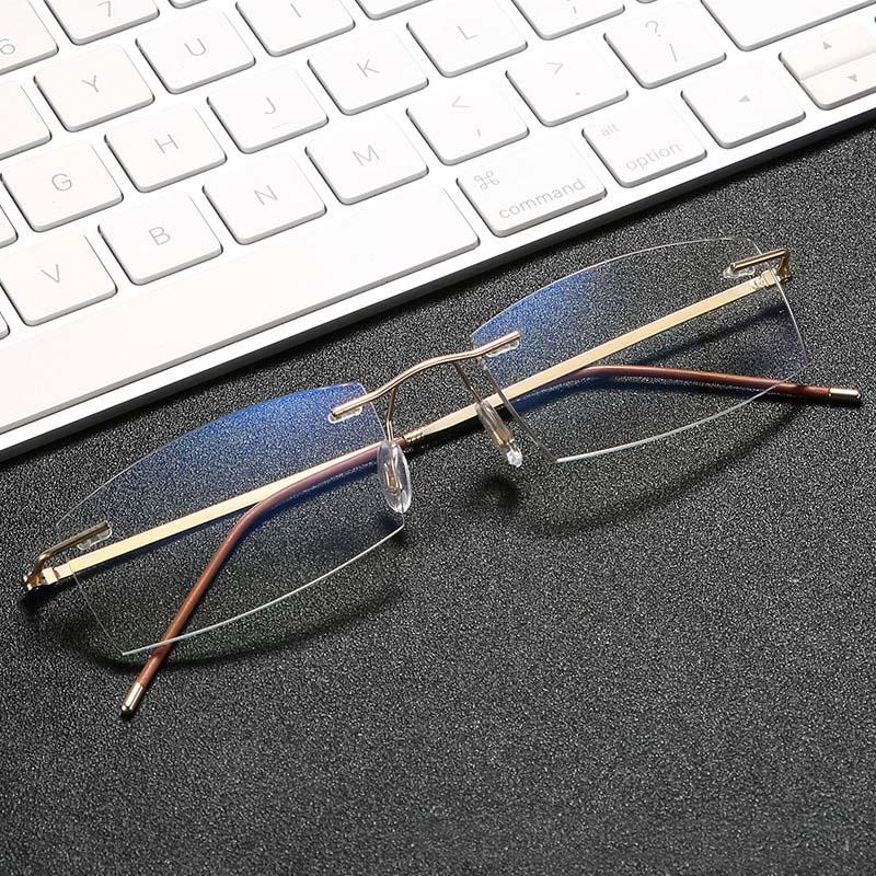 

Sunglasses Men Women Anti Blue Light Blocking Reading Glasses Metal Frameless HD Lens Eyewear Prescription Presbyopic Eyeglasses FrameSungla