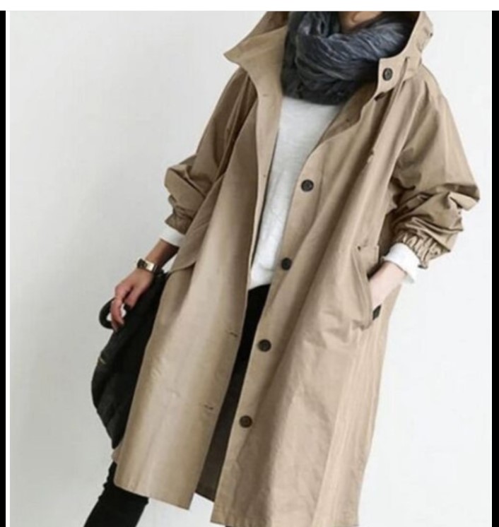 

Fashion Womens Trench Coats Hooded Long Spring Autumn Windproof Lady Female Casual Clothes 8 Color Windbreaker Korean Style, Khaki