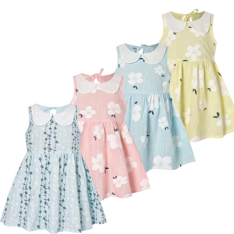 

Girl's Dresses Children's Floral Clothing For Baby Girls Summer Sleeveless Doll Collar Vest Dress Infant Clothes Kid's Casual Cute O