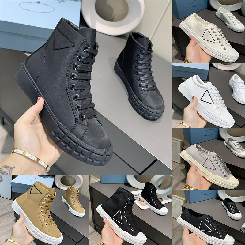 

Designer Casual Shoes Re-nylon Women Wheel Cassetta Flat Sneakers High Top Fabric Gabardine Runner Trainers Low-top Canvas Shoe