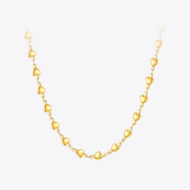 

Chains ENFASHION Vintage Connected Hearts Necklaces For Women Gold Color Necklace Fashion Jewelry Stainless Steel Party Collar P203190