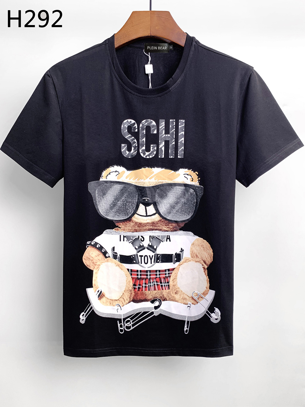 

PLEIN BEAR T SHIRT Mens Designer Tshirts Teddy Bear Knitted T-shirt Classical High Quality Hip Hop Streetwear Tshirt Casual Top Tees PB 80507, Black