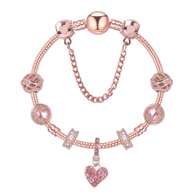 

2022 New Rose Gold charm bracelets&bangle for women Heart Hollow Alloy Bracelet fashion girls gift