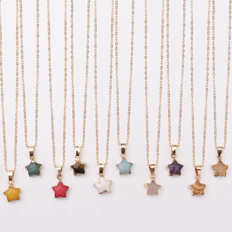 

Pendant Necklaces Reiki Chakra Yoga Semi Precious Tiger Eyes Natural Stone Rose Crystal Necklace Female Jewelry Love Stars 50cmPendant