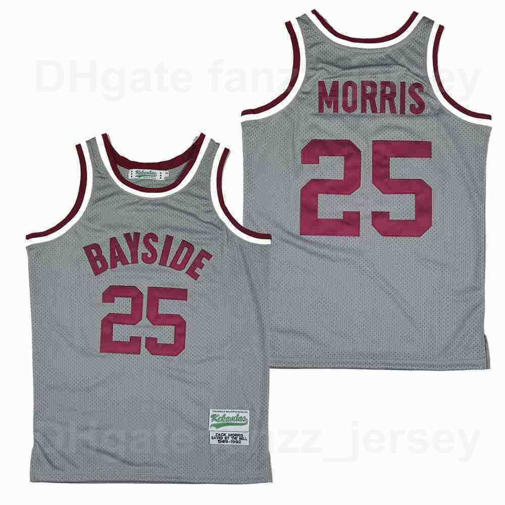 

Moive Bayside Tigers Basketball 25 Zack Morris Jerseys Saved By The Bell College For Sport Fans Breathable Team Color Grey Pure Cotton University HipHop Top/High, White