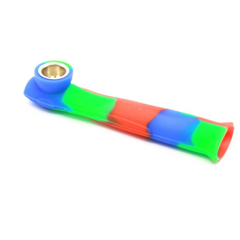 

6.2inches Silicone pipe portable Tobacco tool with metal Bowl spoon pipes