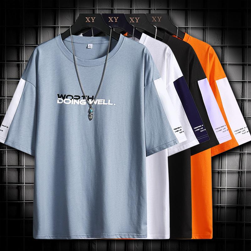 

Men's T-Shirts Ice Silk Short Sleeve T-shirt Men's 2022 Trend Summer Simple Printing Fashion Brand 5-point Upper GarmentMen's, Tc3023 ice blue