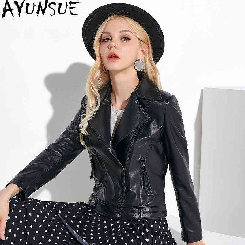 

Ayunsue Real Sheepskin Jackets Woman Real Leather Jackets Famale New Short Slim Outerwear Women Vest Cuire Femmme 2021 SQQ76 J220727, Black